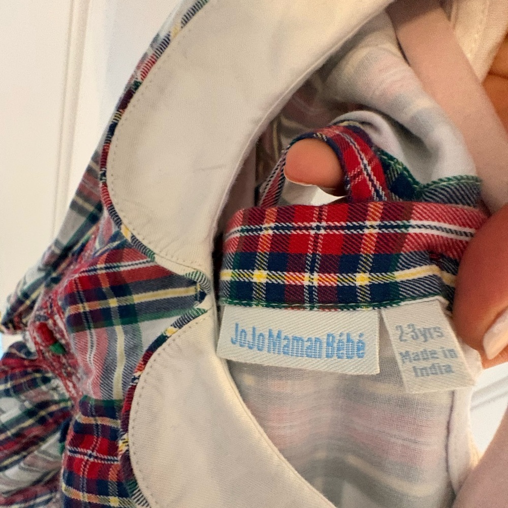 JoJo Maman Bébé Red Green Plaid Toddler Dress - Picture 3 of 3